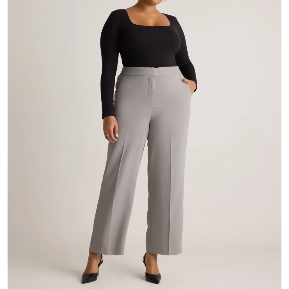 NWT Quince Stretch Crepe Classic Trouser Pants in Coastal Grey, sz 8 / Inseam 30